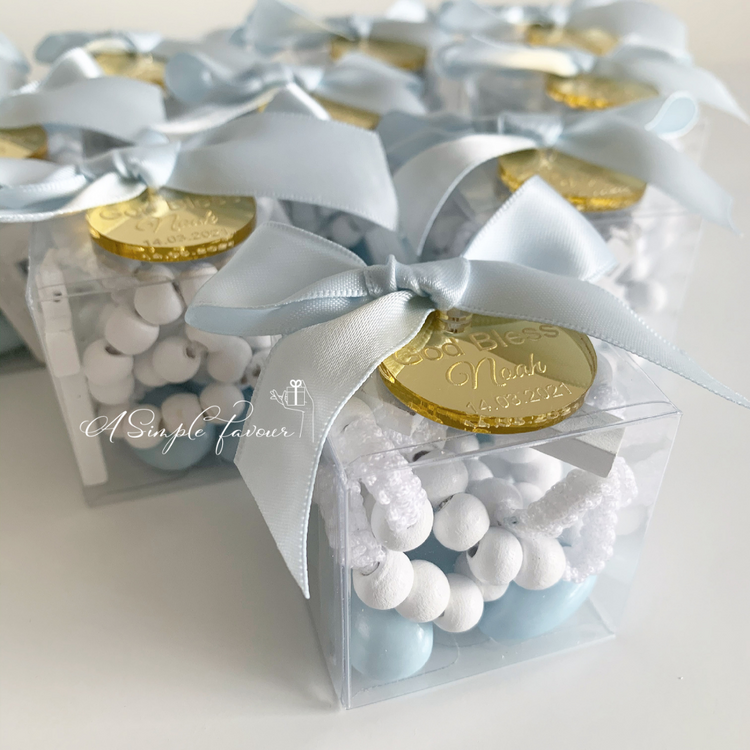 White Wooden Rosary Box (+ Tag)