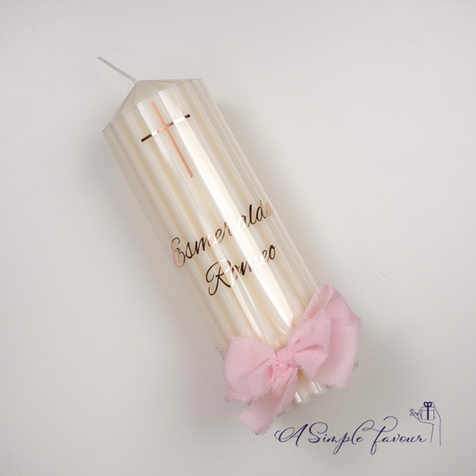 Ribbed Christening Candle