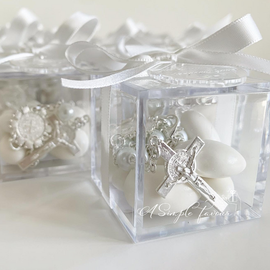 Mini Acrylic Rosary Box (Silver)